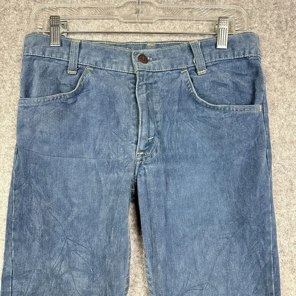 VTG 70s Levis 784 Big E Orange Tab Jeans 30 Big Bell Flare Soft Denim Talon READ